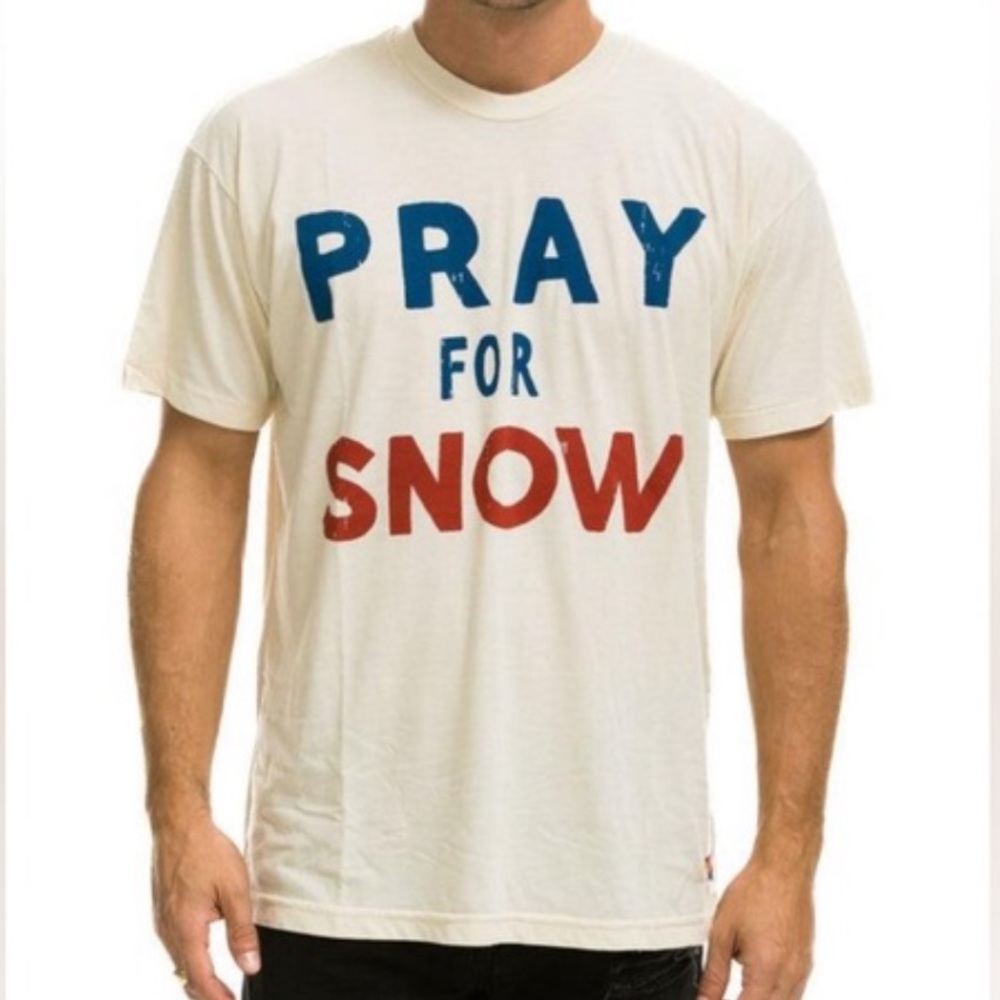 Aviator Nation Cream Tee with Blue and Red Print